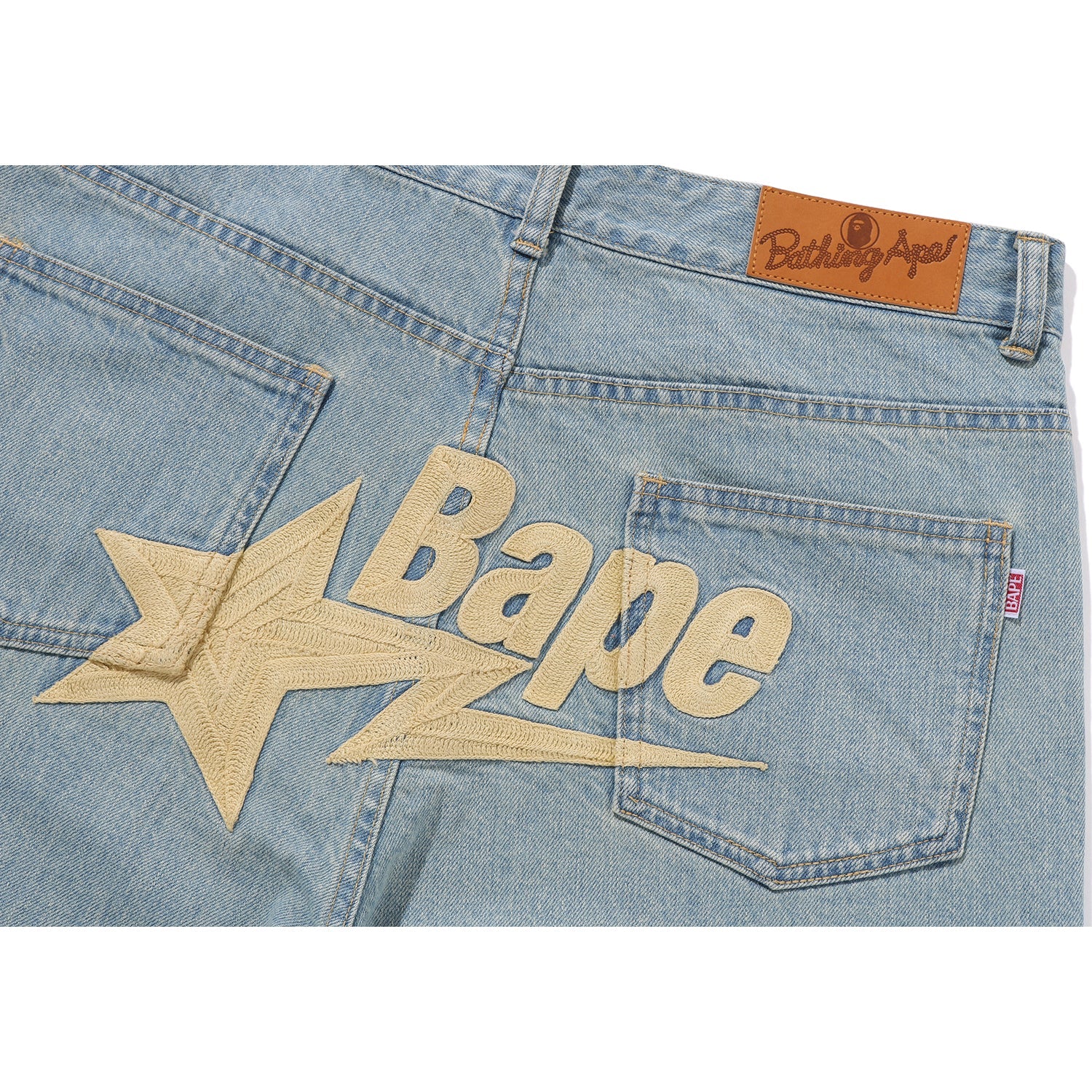 BAPE STA EMBROIDERY BAGGY DENIM PANTS LADIES