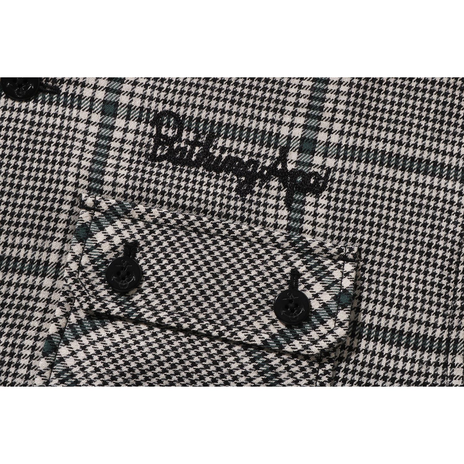 BAPE EMBROIDERY LOGO CHECK LONG SHIRT COAT LADIES