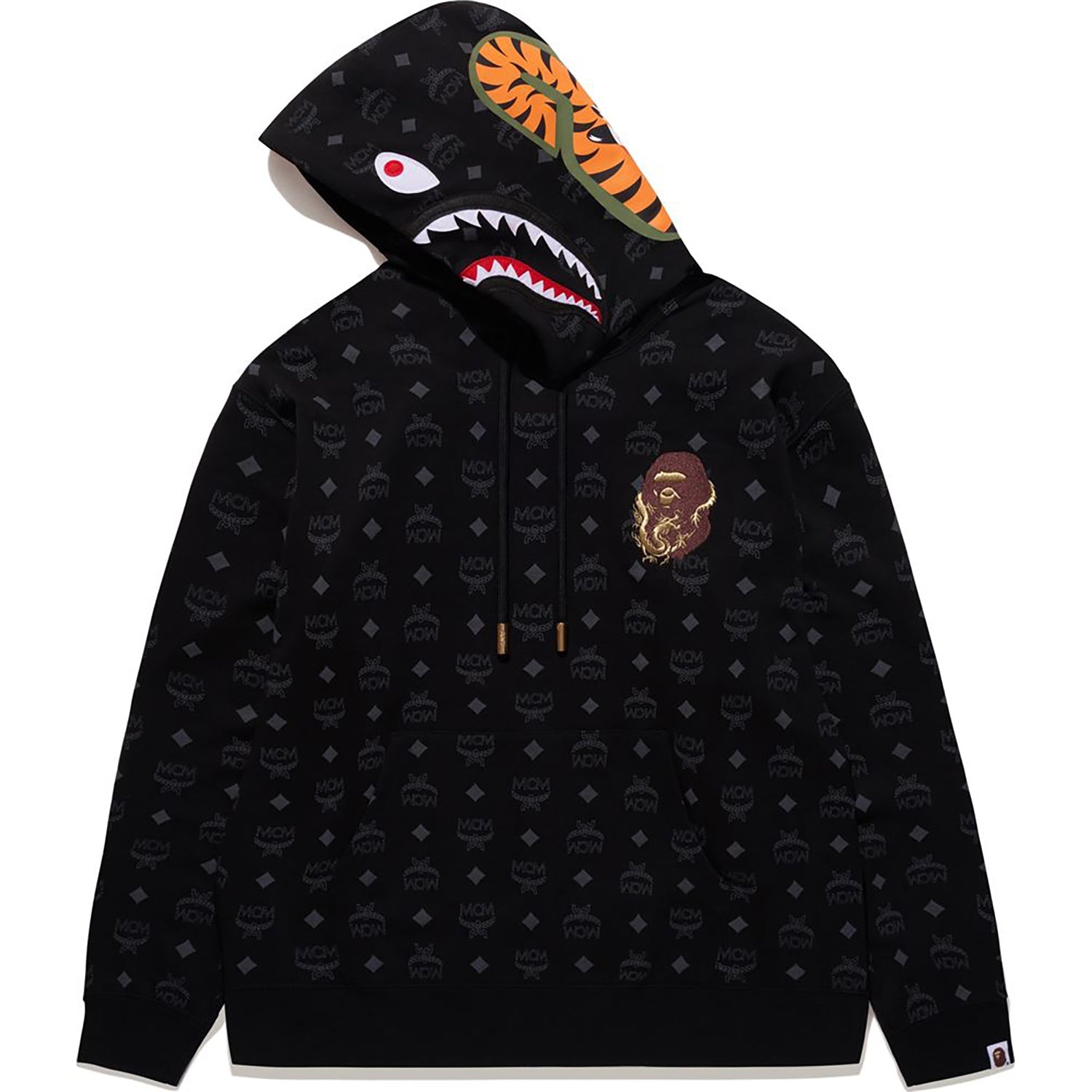 BAPE X MCM SHARK PULLOVER HOODIE MENS