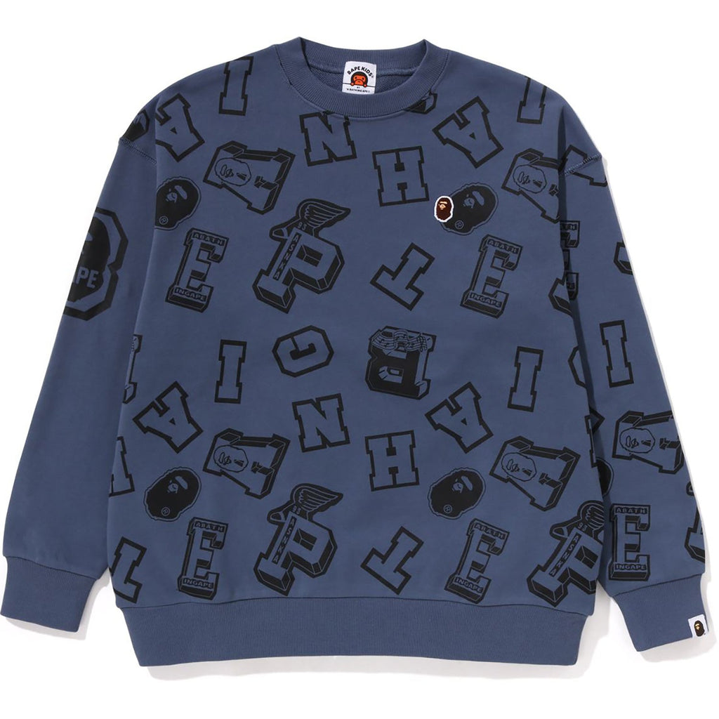 COLLEGE LOGO PATTERN LOOSE FIT CREWNECK KIDS