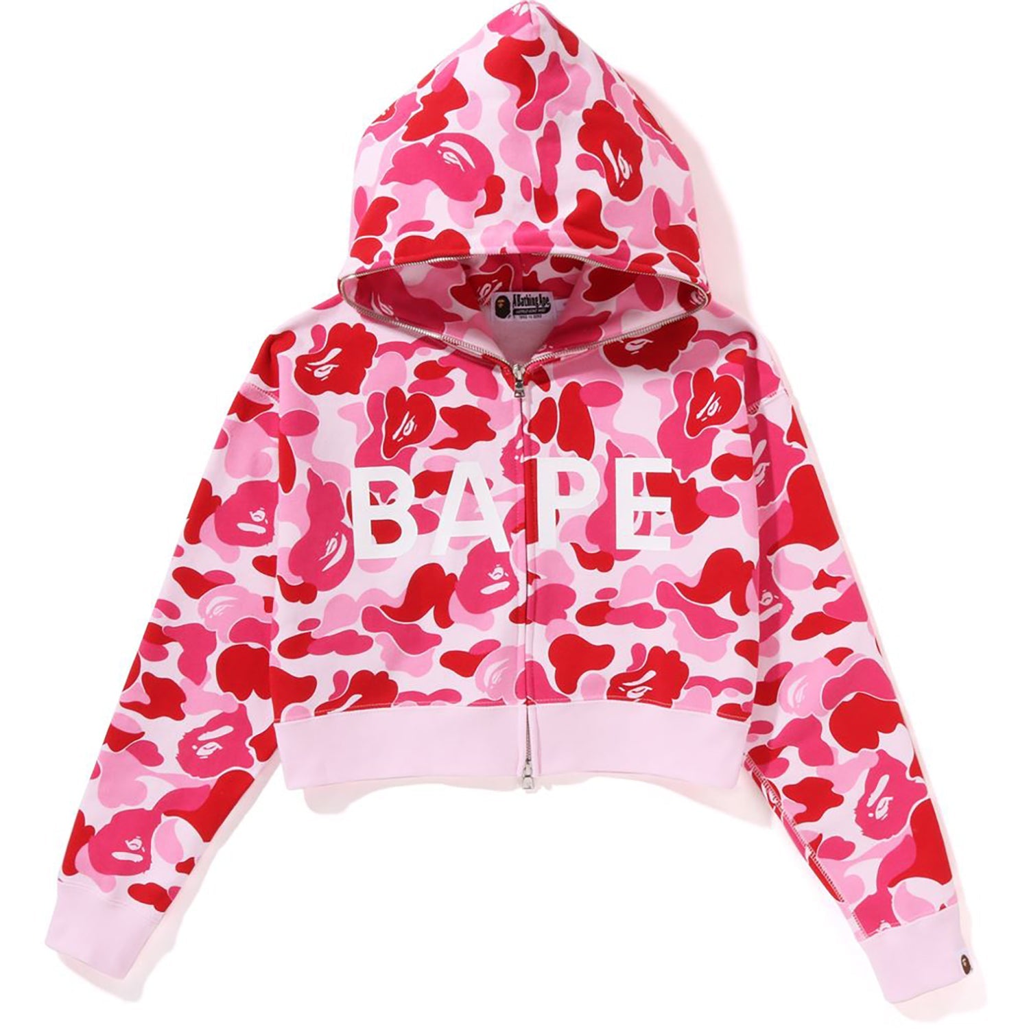 BIG ABC CAMO CROPPED FULL ZIP HOODIE LADIES