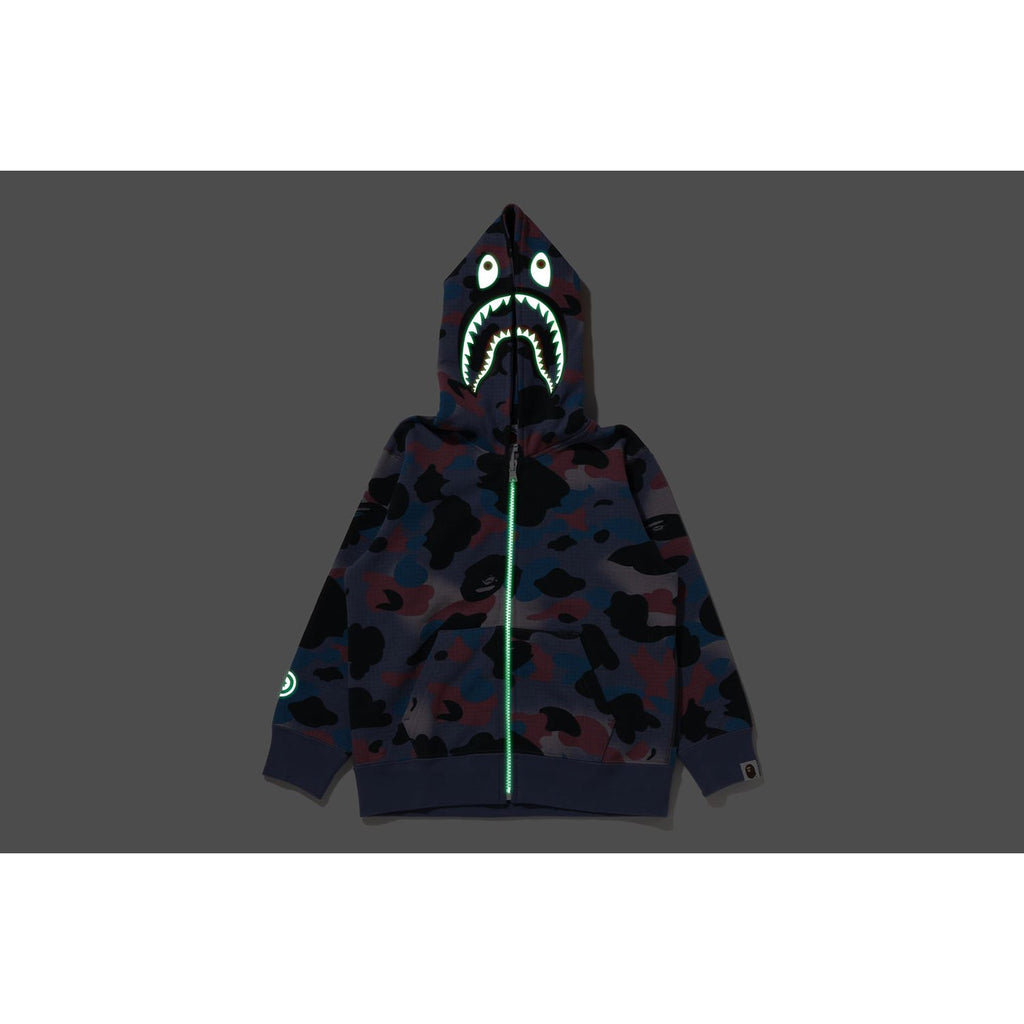 GRID CAMO SHARK GLOW IN THE DARK ZIP HOODIE KIDS