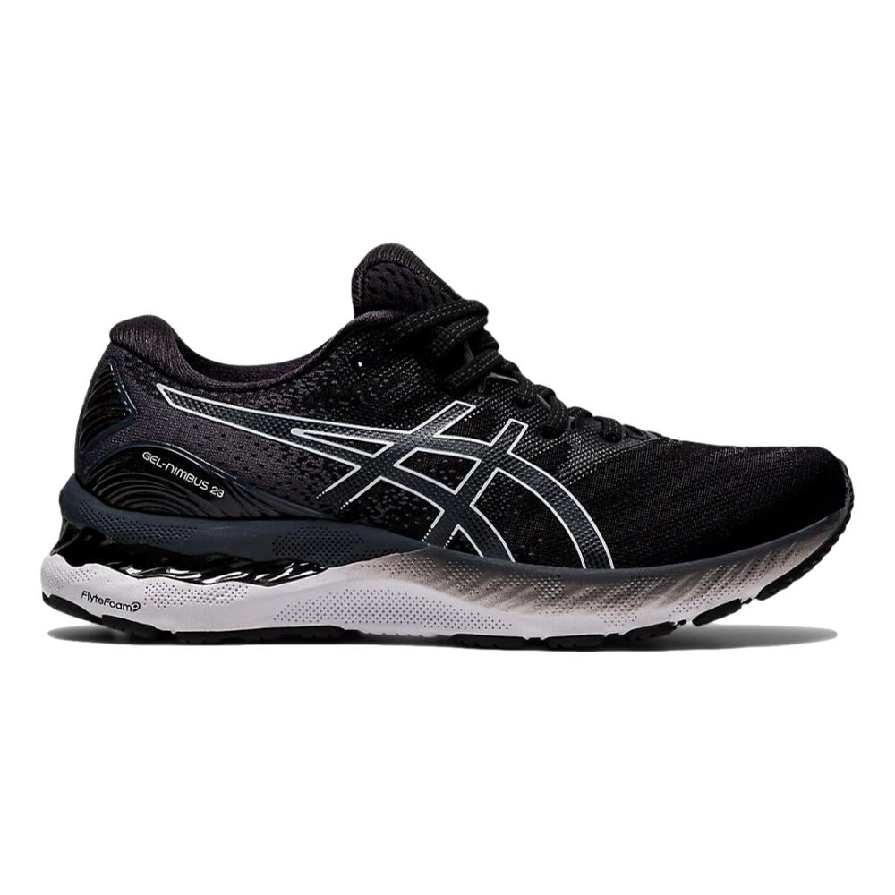 Women's Asics Gel-Nimbus 23, Black/White, 10 D Wide