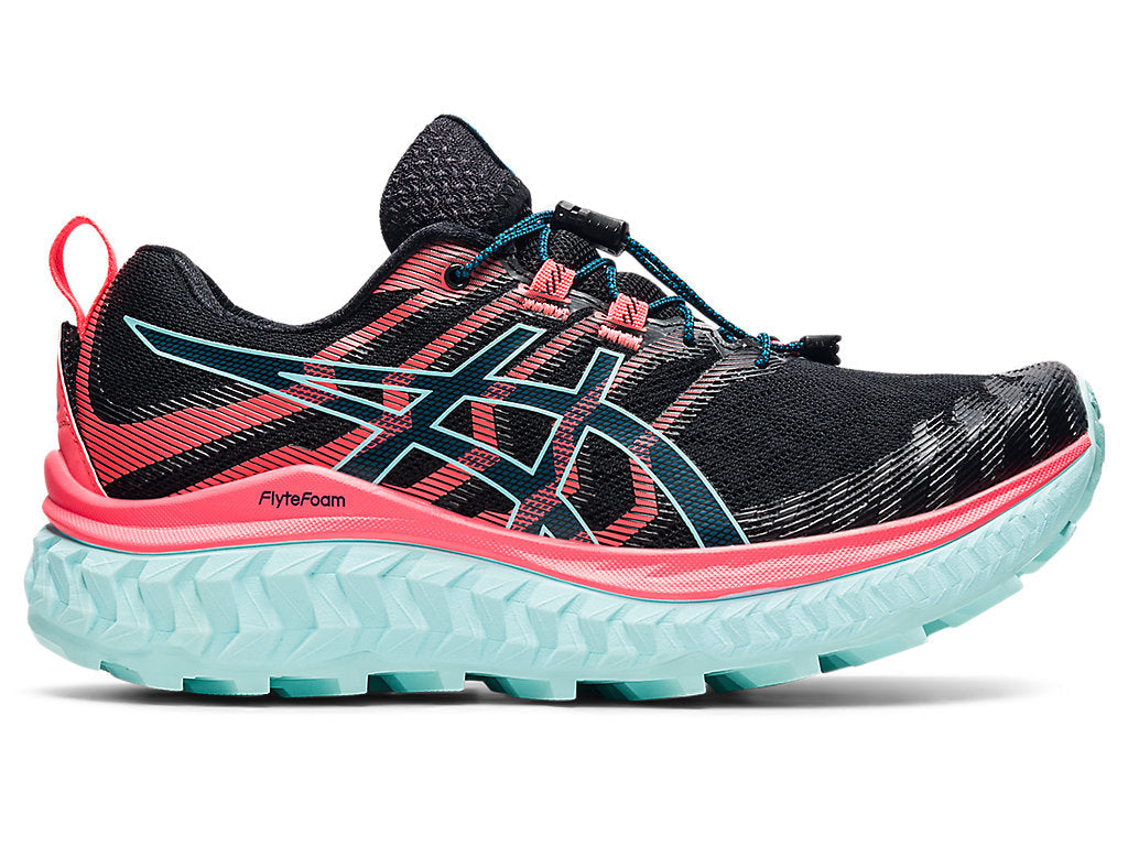Women's Asics Trabuco Max, Black/Blazing Coral, 6 B Medium