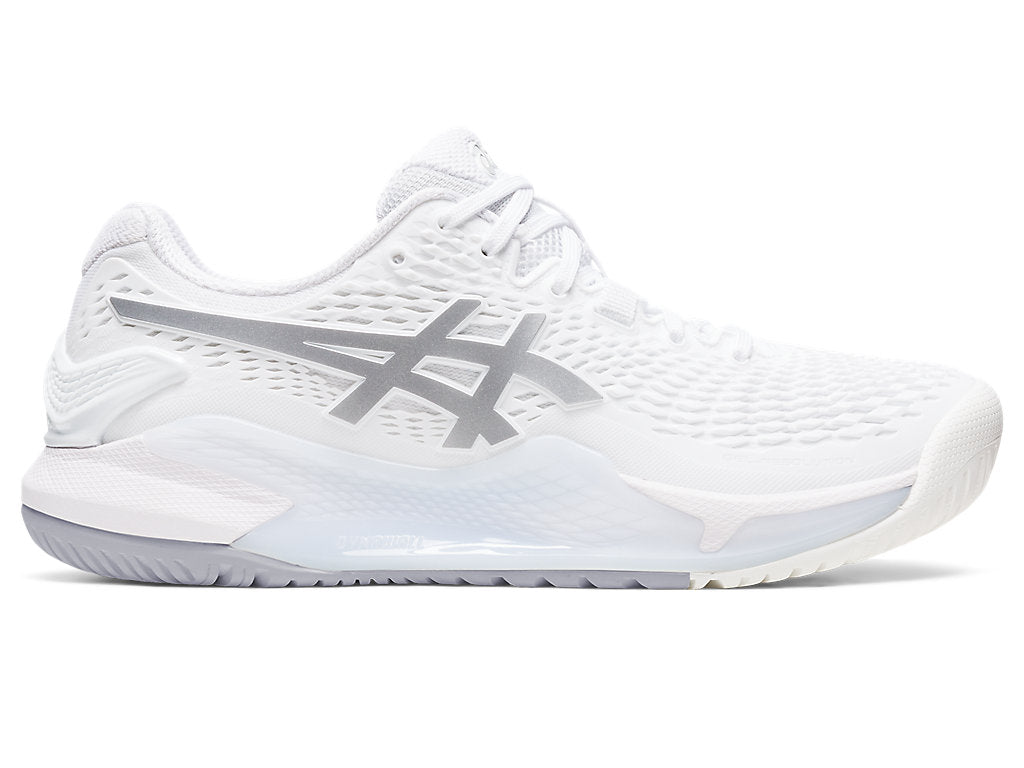 Women's Asics Gel-Resolution 9, White/Pure Silver, 6.5 B Medium