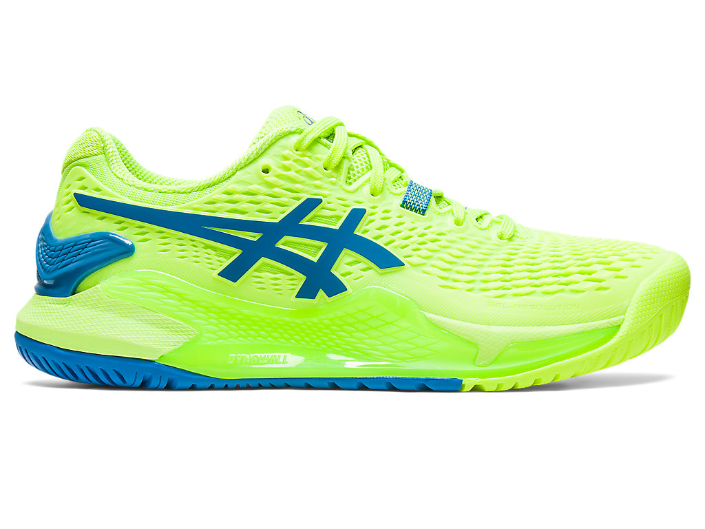 Women's Asics Gel-Resolution 9, Hazard Green/Reborn Blue, 10.5 B Medium