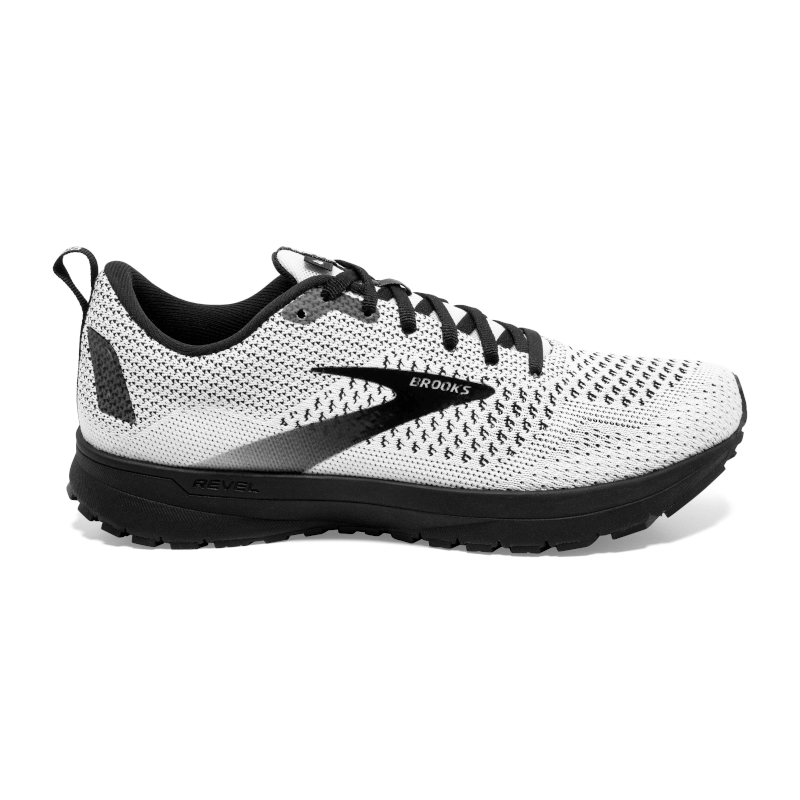 Women's Brooks Revel 4, White/Black, 8 B Medium