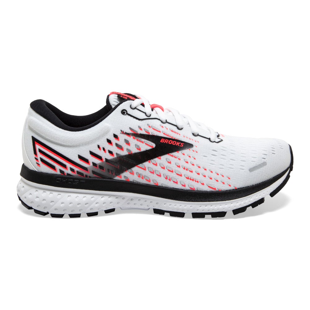 Women's Brooks Ghost 13, White/Pink/Black, 8.5 B Medium