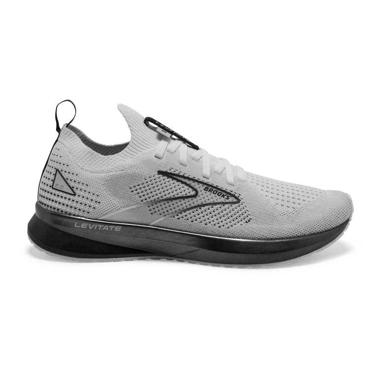 Women's Brooks Levitate Stealthfit 5, White/Grey/Black, 11 B Medium