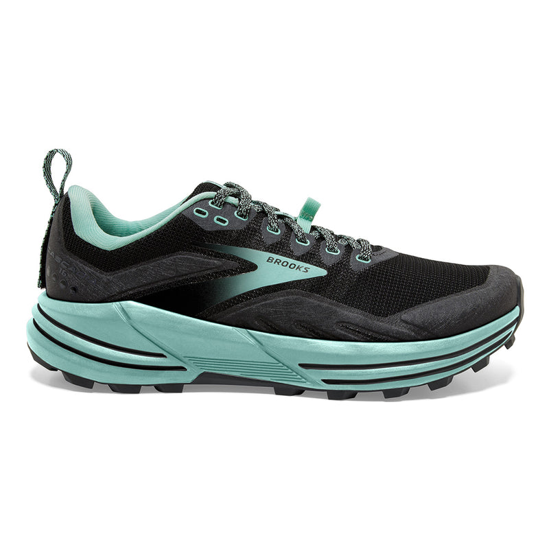 Women's Brooks Cascadia 16, Black/Ebony/Yucca, 8.5 D Wide