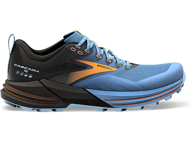 Women's Brooks Cascadia 16, Blue/Black/Yellow, 11.5 B Medium