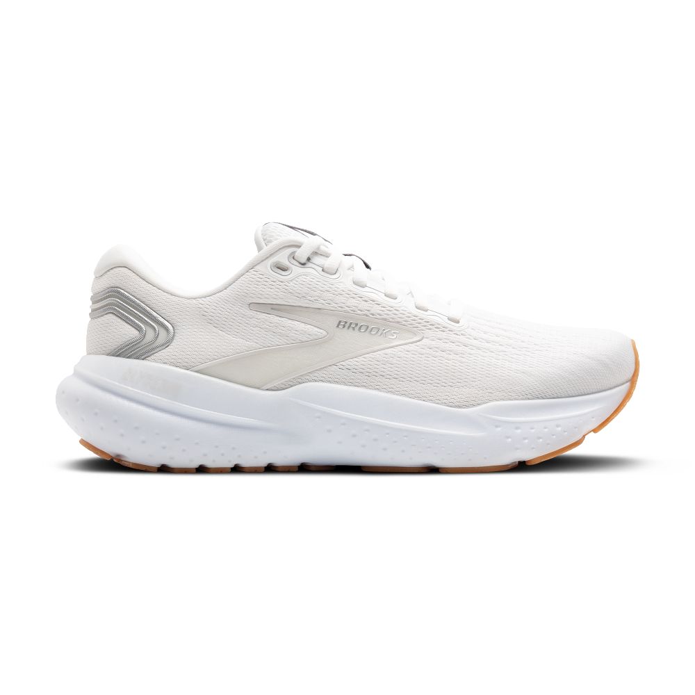 Women's Brooks Glycerin 21, White/Silver/Biscuit, 10 B Medium