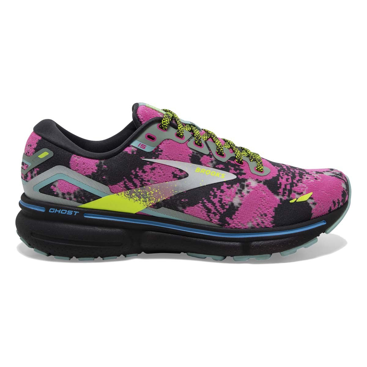 Women's Brooks Ghost 15, Blue/Ebony/Nightlife, 9 B Medium