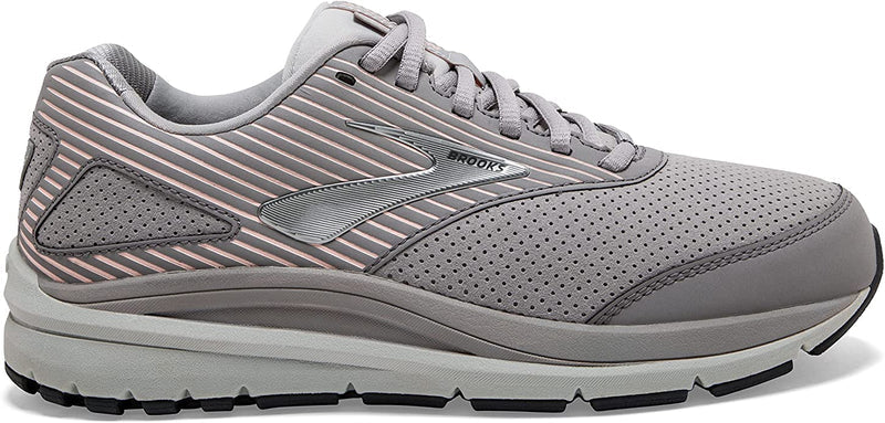 Women's Brooks Addiction Walker Suede, Alloy/Oyster/Peach, 8 D Wide