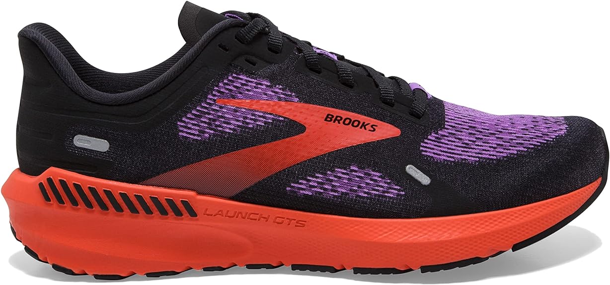 Women's Brooks Launch GTS 9, Black/Bellflower/Fiesta, 7.5 B Medium