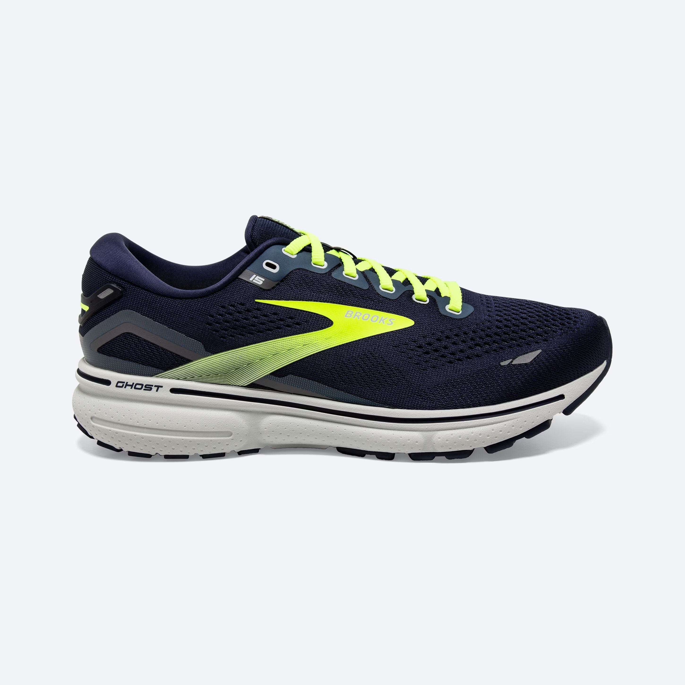 Men's Brooks Ghost 15, Peacoat/Nightlife/Grey, 12.5 2E Wide