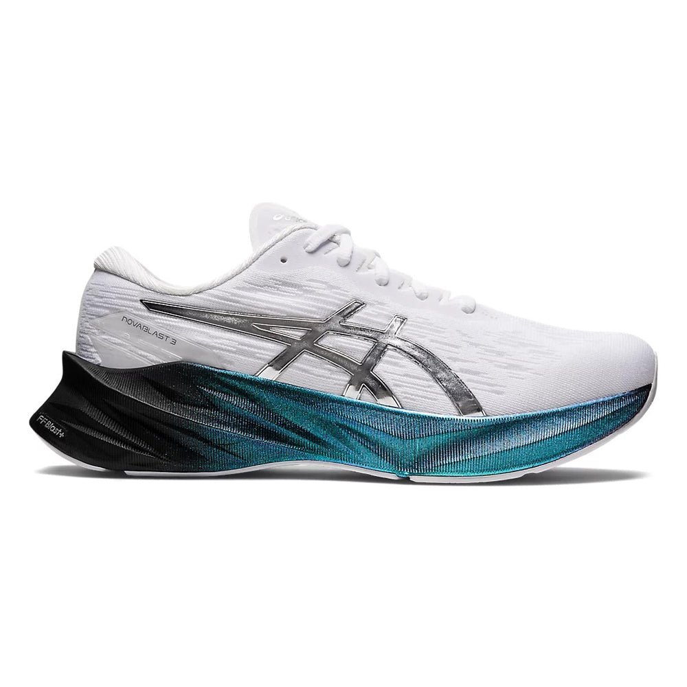 Men's Asics Novablast 3 Platinum, White/Pure Silver, 9.5 D Medium