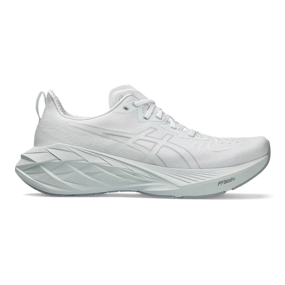 Men's Asics Novablast 4, White/Pale Mint, 14 D Medium