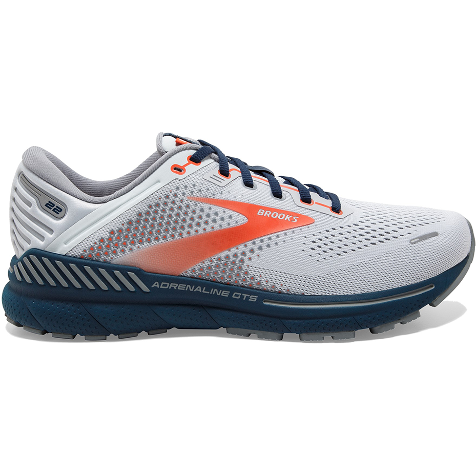Men's Brooks Adrenaline GTS 22, Arctic/Red/Titan, 10.5 D Medium
