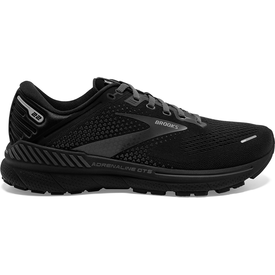 Men's Brooks Adrenaline GTS 22, Black/Black/Ebony, 9.5 4E Extra Wide