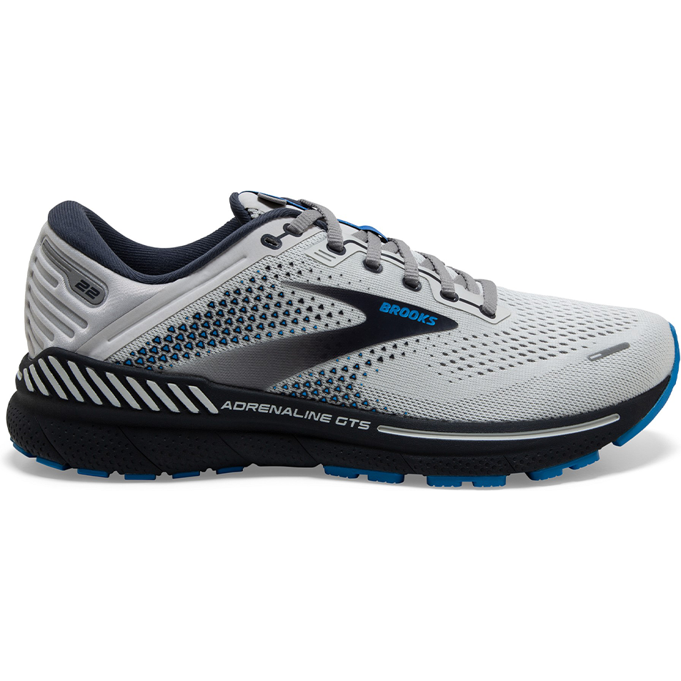 Men's Brooks Adrenaline GTS 22, Oyster/India Ink/Blue, 10 D Medium