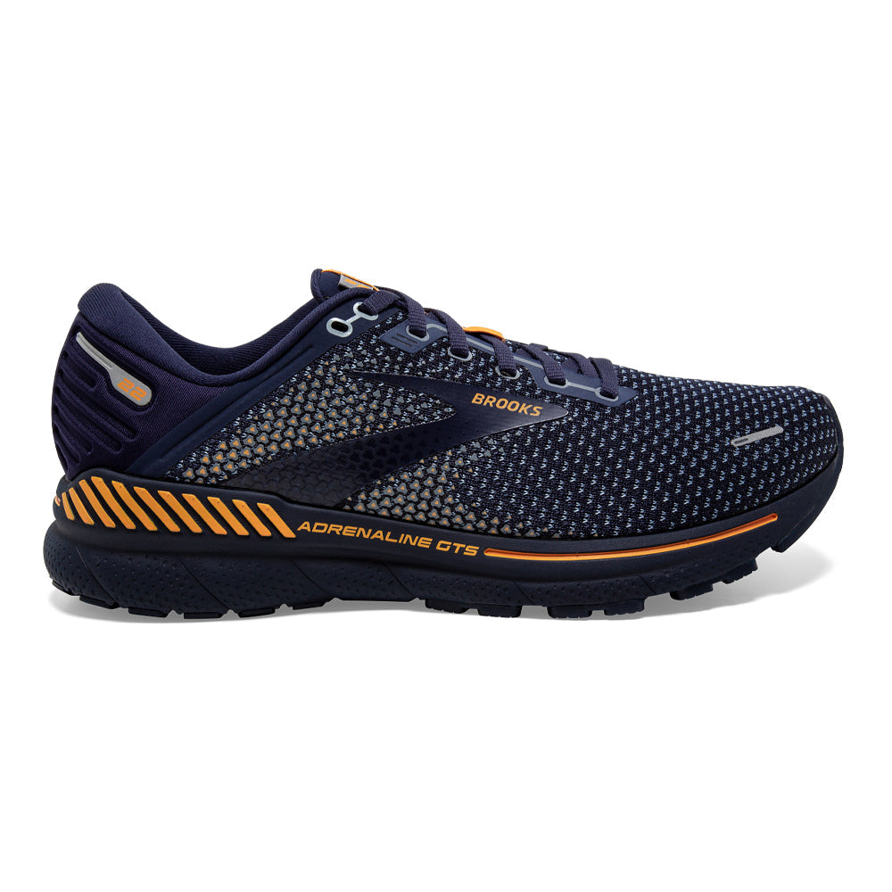 Men's Brooks Adrenaline GTS 22, Peacoat/Grey/Sunflower, 11.5 D Medium