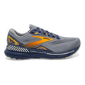 Men's Brooks Adrenaline GTS 23, Grey/Crown Blue/Orange, 10.5 D Medium