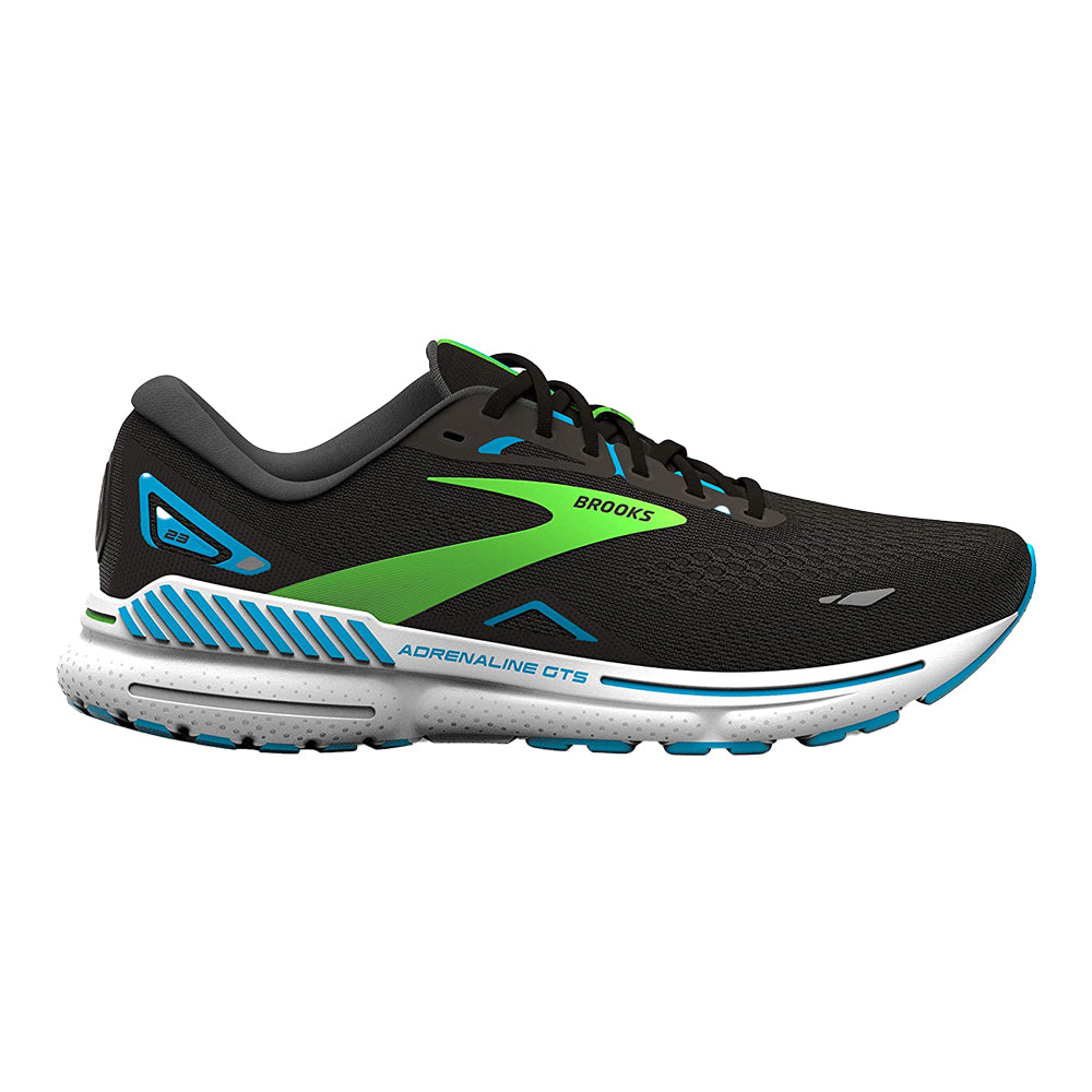 Men's Brooks Adrenaline GTS 23, Black/Hawaiian Ocean/Green, 11.5 4E Extra Wide