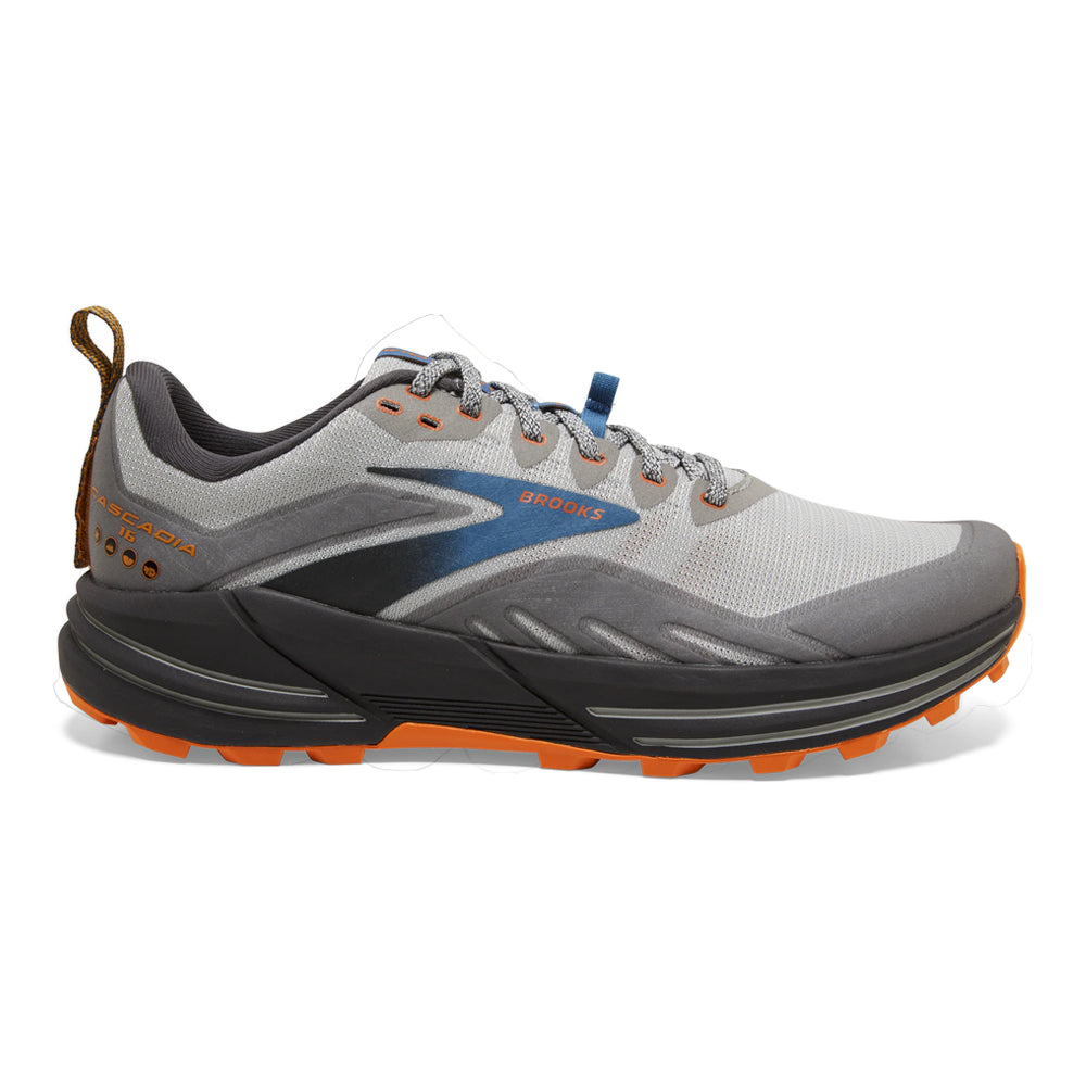 Men's Brooks Cascadia 16, Oyster Mushroom/Alloy/Orange, 12.5 2E Wide