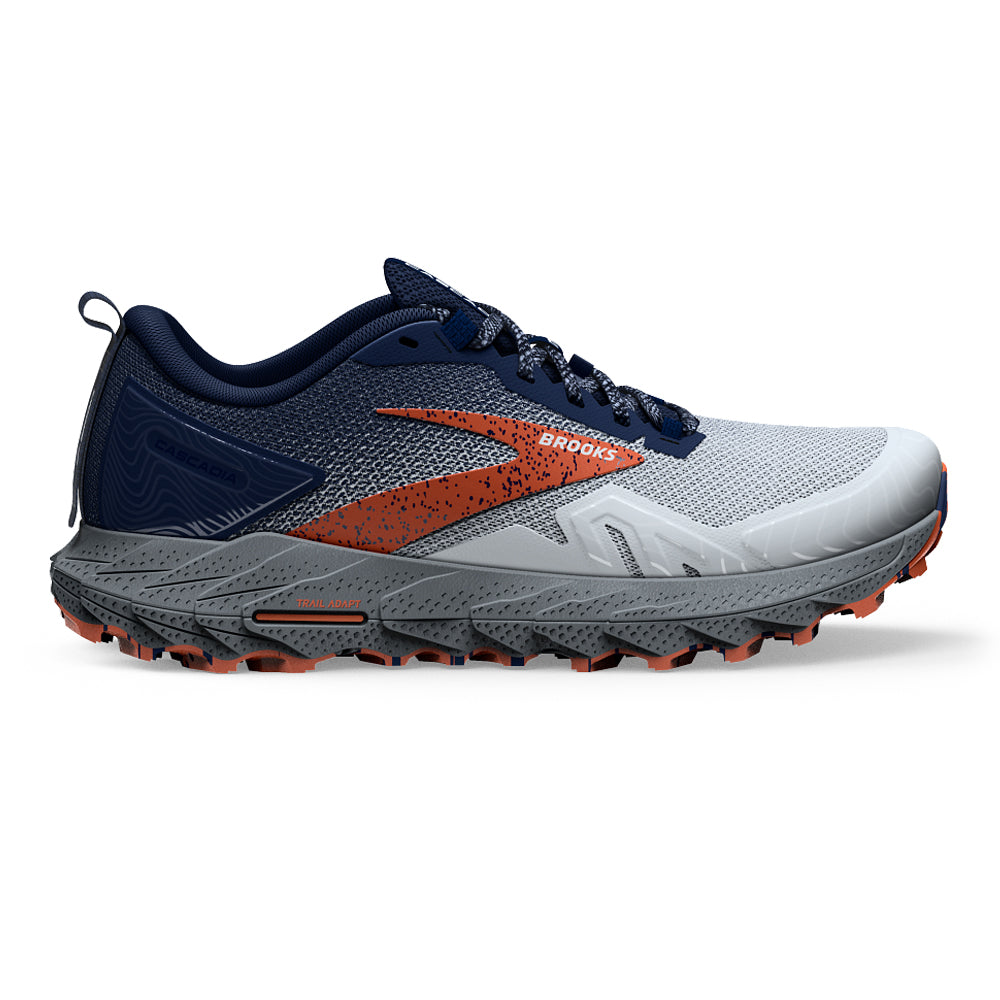 Men's Brooks Cascadia 17, Blue/Navy/Firecracker, 10.5 D Medium