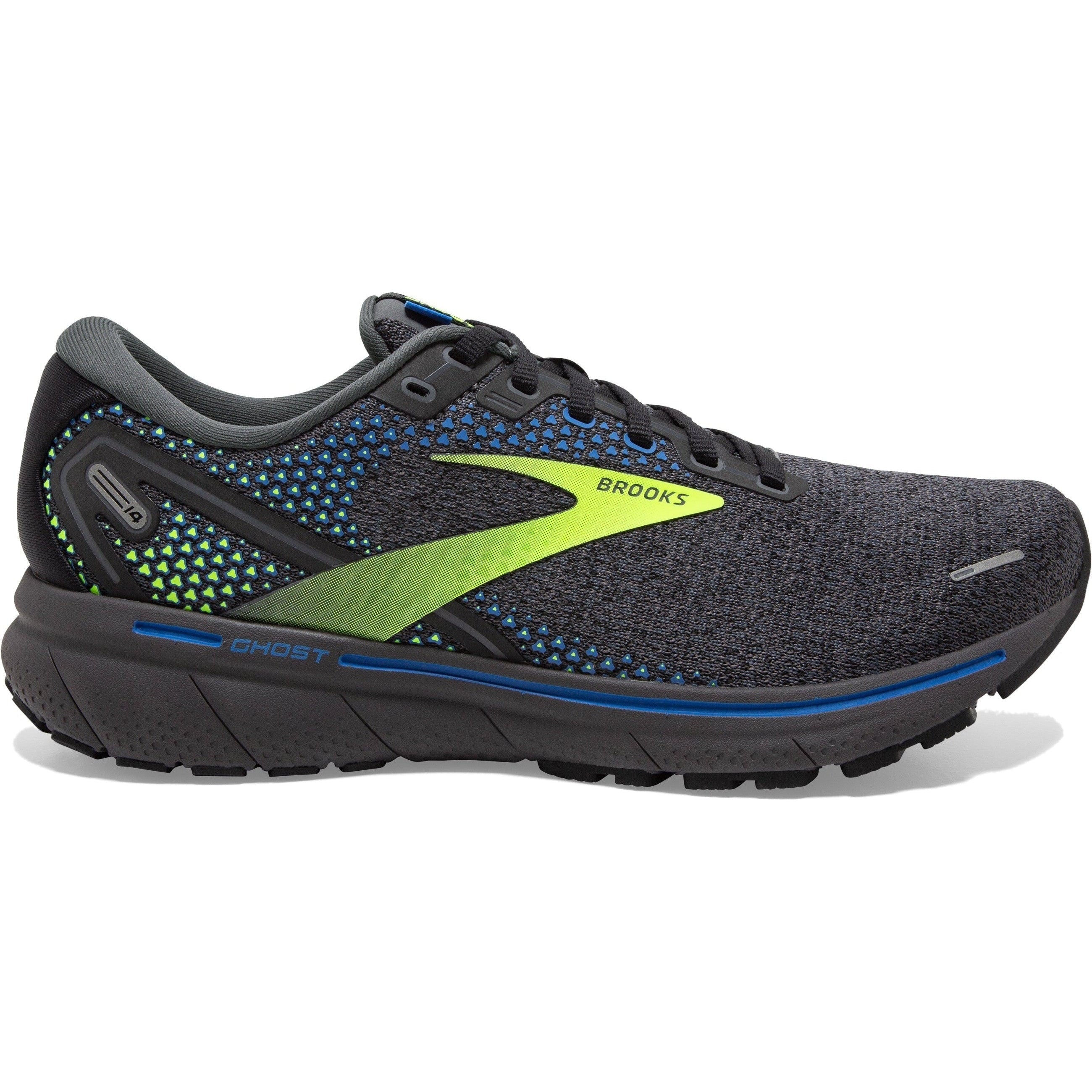 Men's Brooks Ghost 14, Black/Blue/Nightlife, 8.5 D Medium