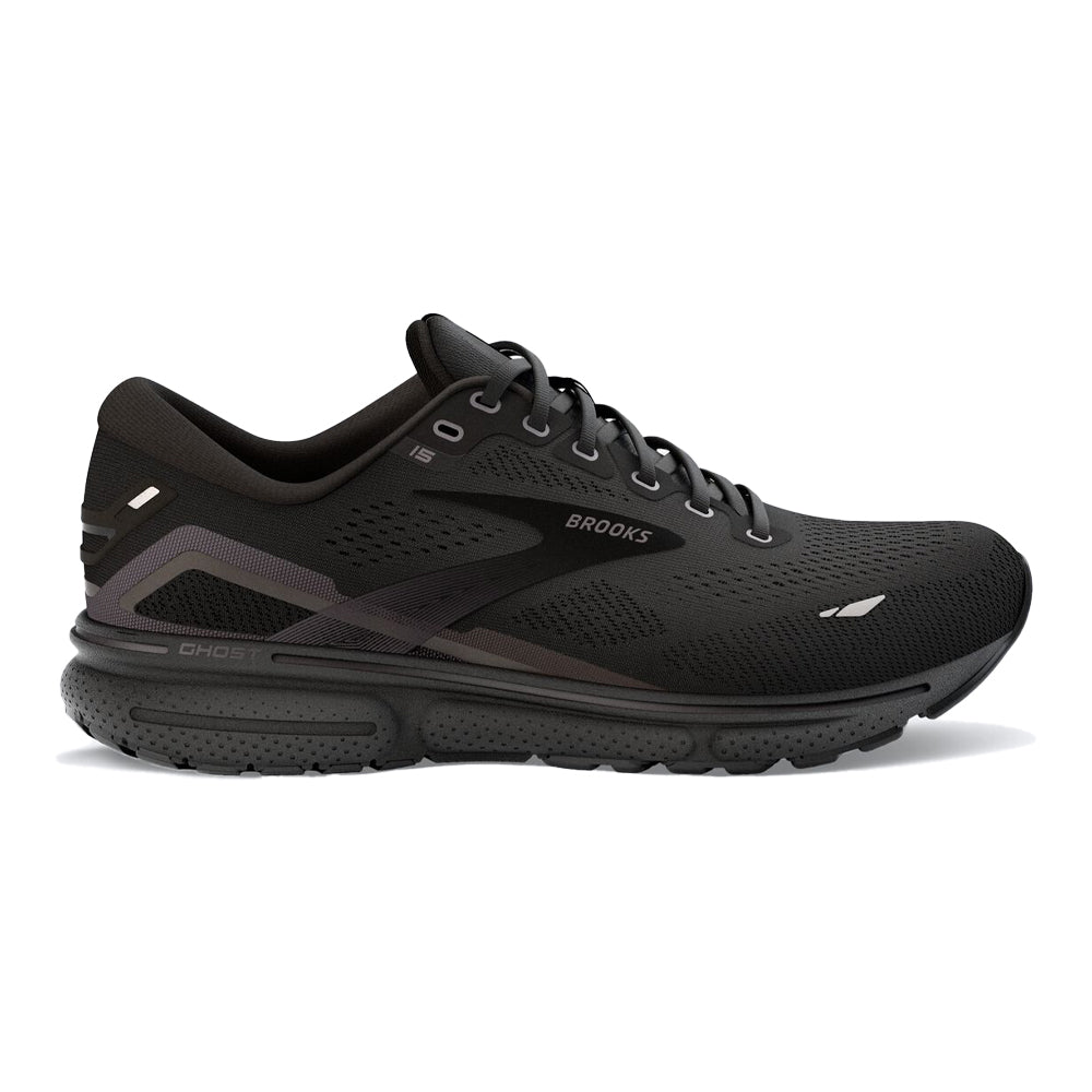 Men's Brooks Ghost 15, Black/Black/Ebony, 11.5 4E Extra Wide