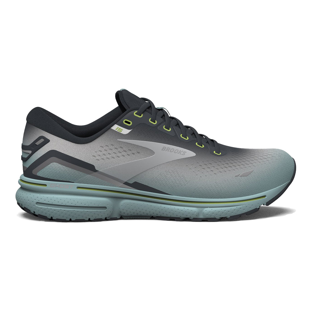 Men's Brooks Ghost 15, Grey/Oyster/Cloud Blue, 8.5 D Medium
