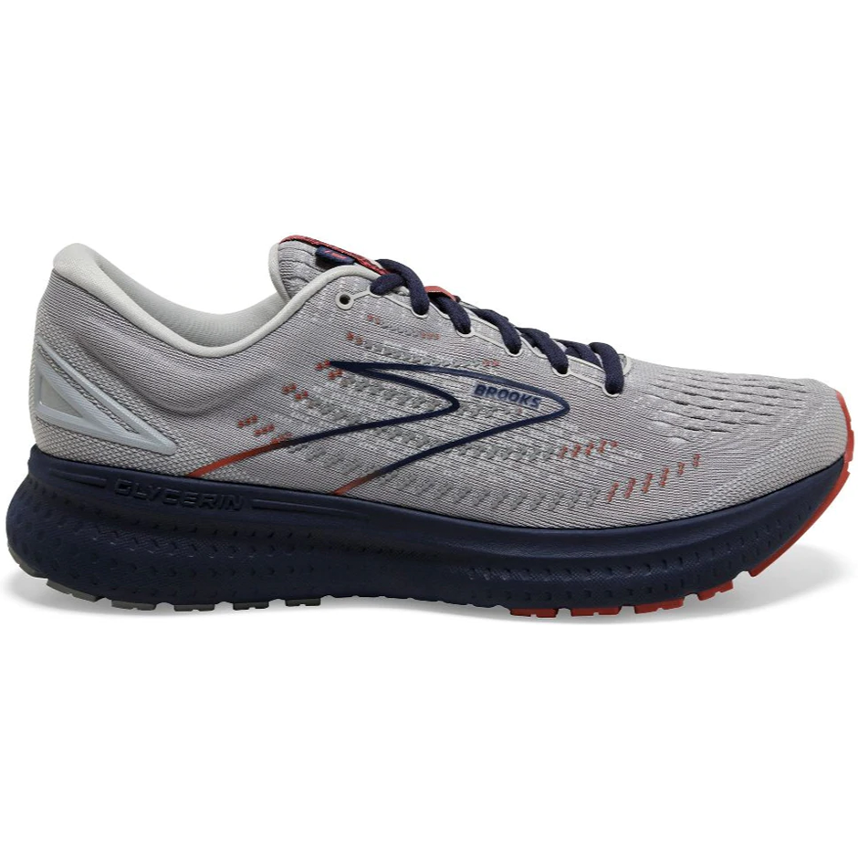 Men's Brooks Glycerin 19, Grey/Alloy/Peacoat, 9.5 D Medium