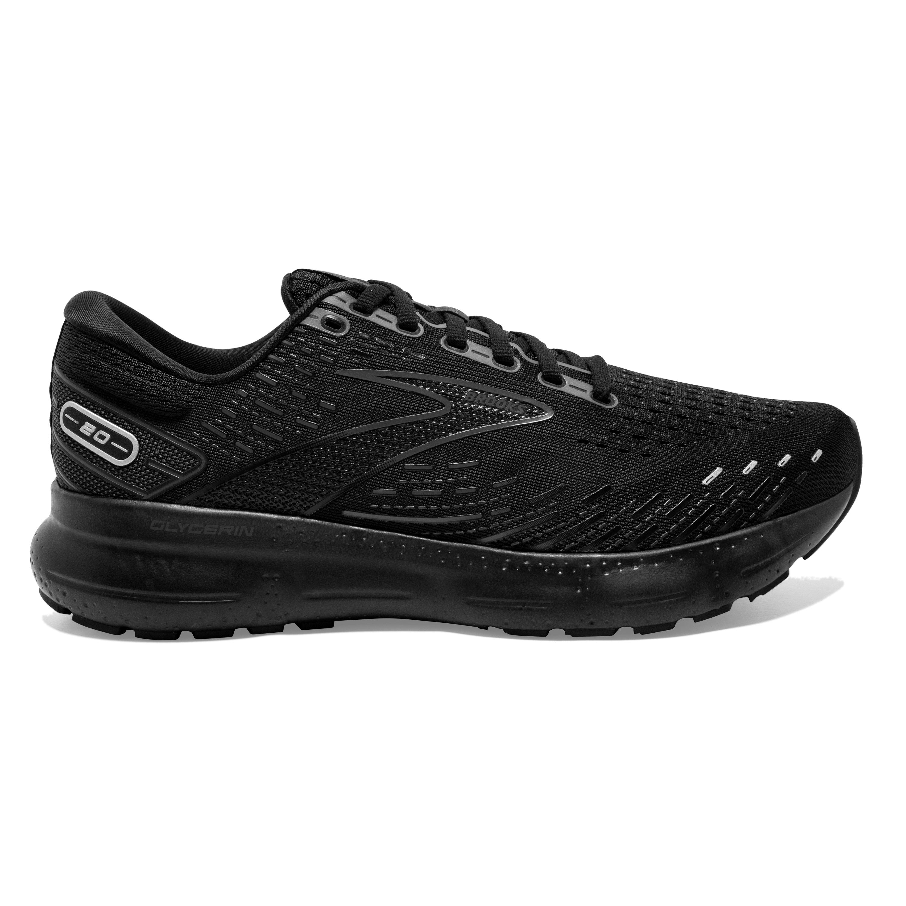 Women's Brooks Glycerin 20, Black/Black/Ebony, 8.5 B Medium