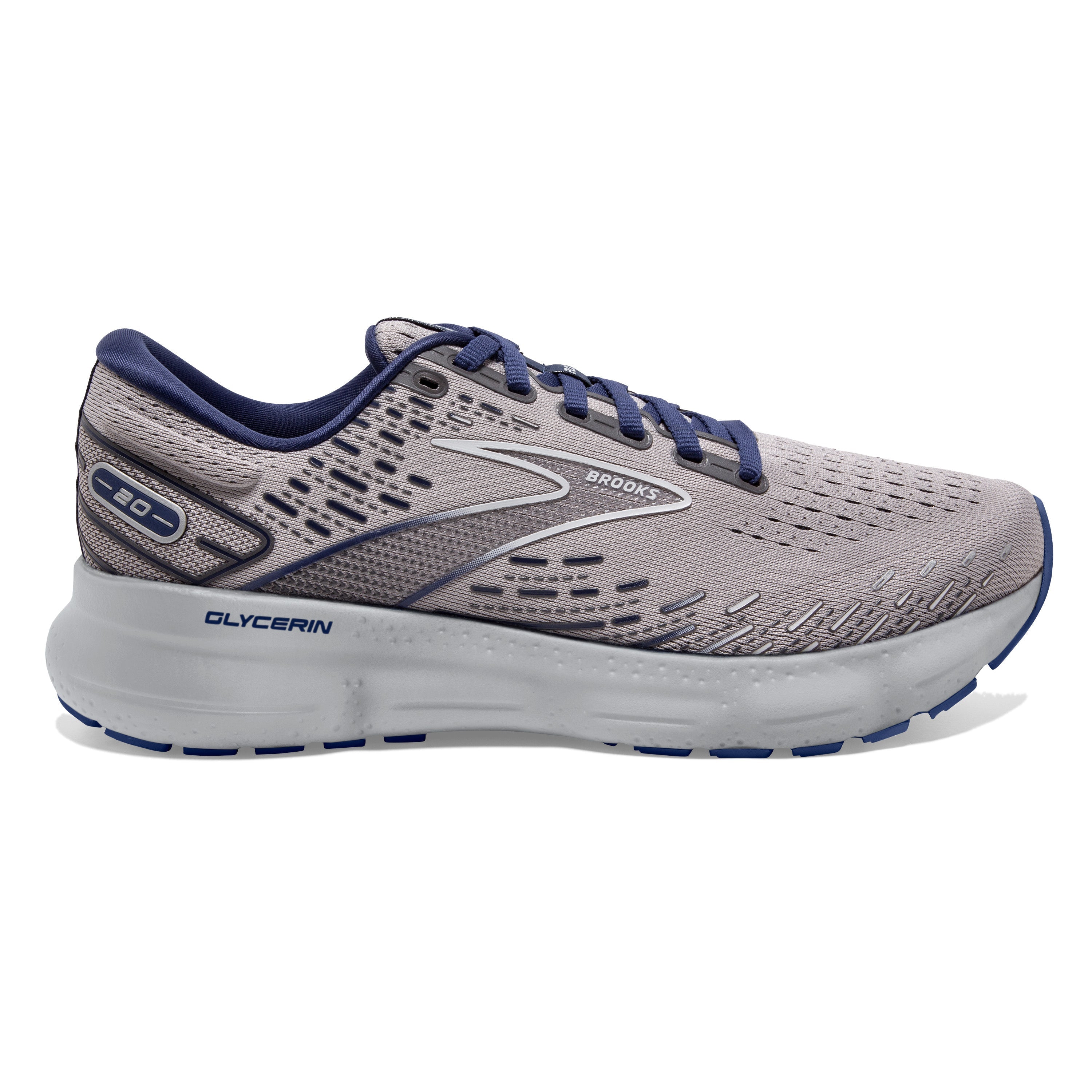 Men's Brooks Glycerin 20, Alloy/Grey/Blue Depths, 11 D Medium