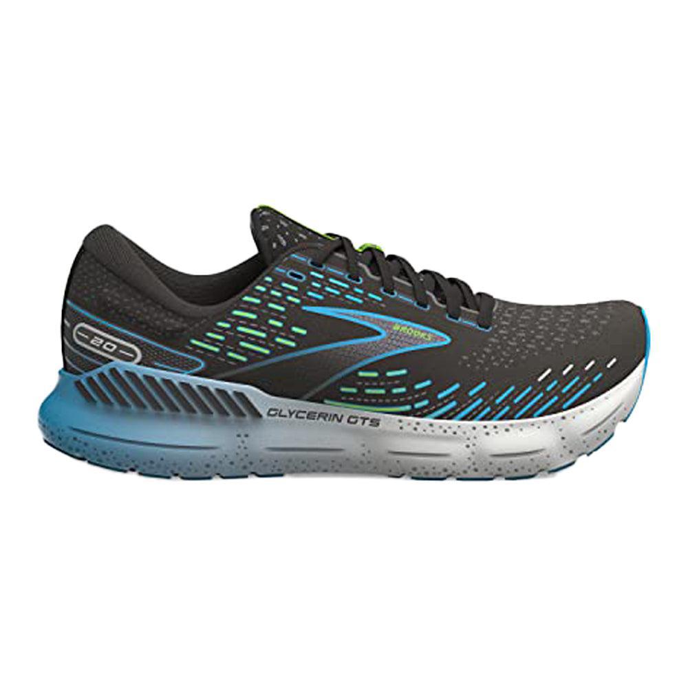 Men's Brooks Glycerin GTS 20, Black/Hawaiian Ocean/Green, 10.5 D Medium