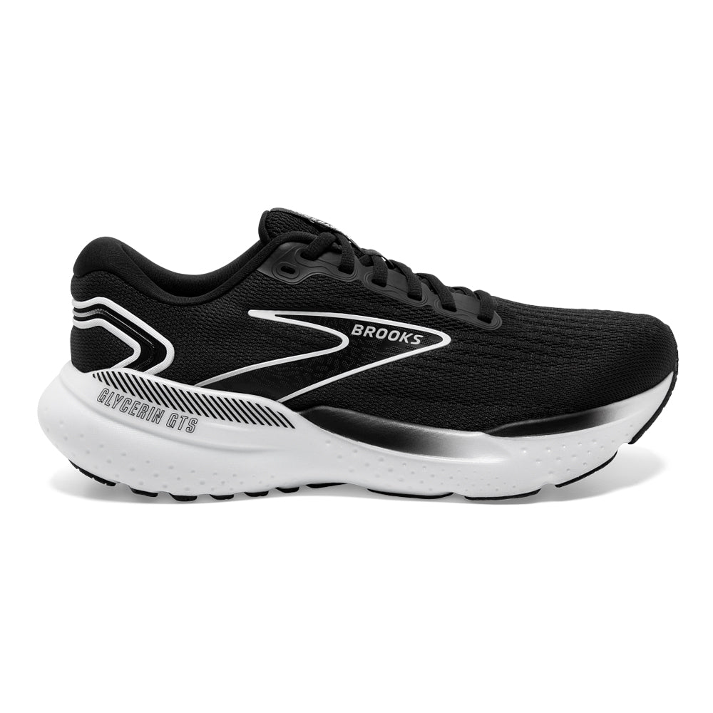 Men's Brooks Glycerin GTS 21, Black/Grey/White, 12 2E Wide