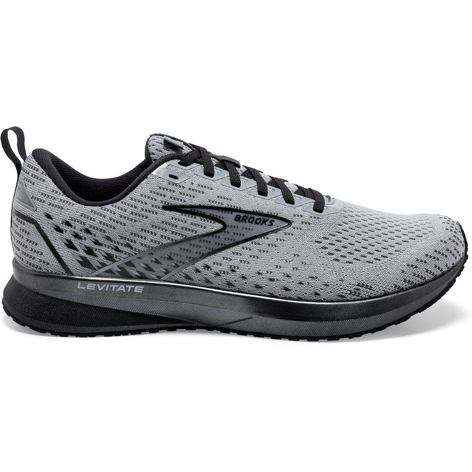 Men's Brooks Levitate 5, Grey/Blackened Pearl/Black, 8.5 D Medium