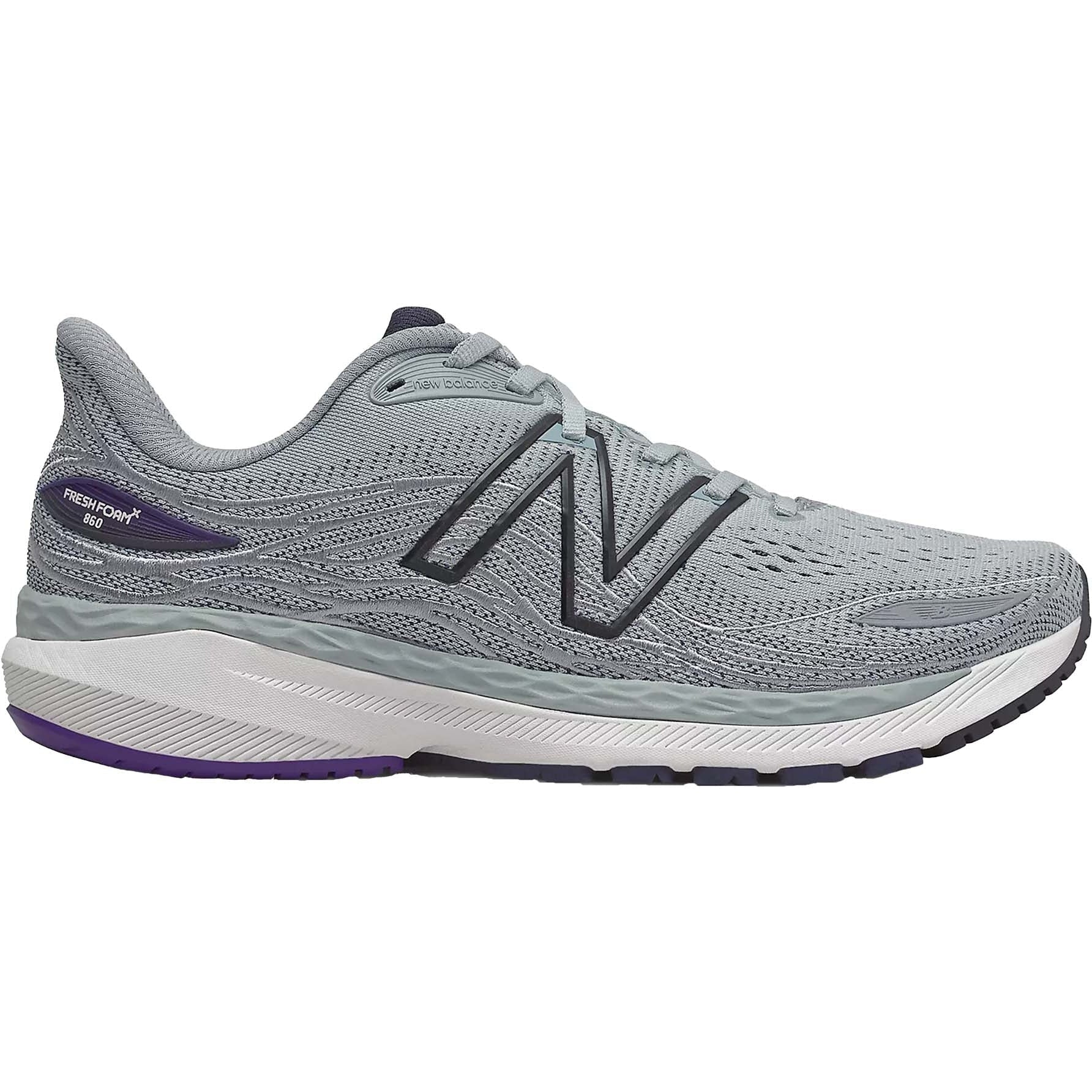 Men's New Balance Fresh Foam X 860v12, Light Aluminum/Deep Violet, 11.5 2E Wide