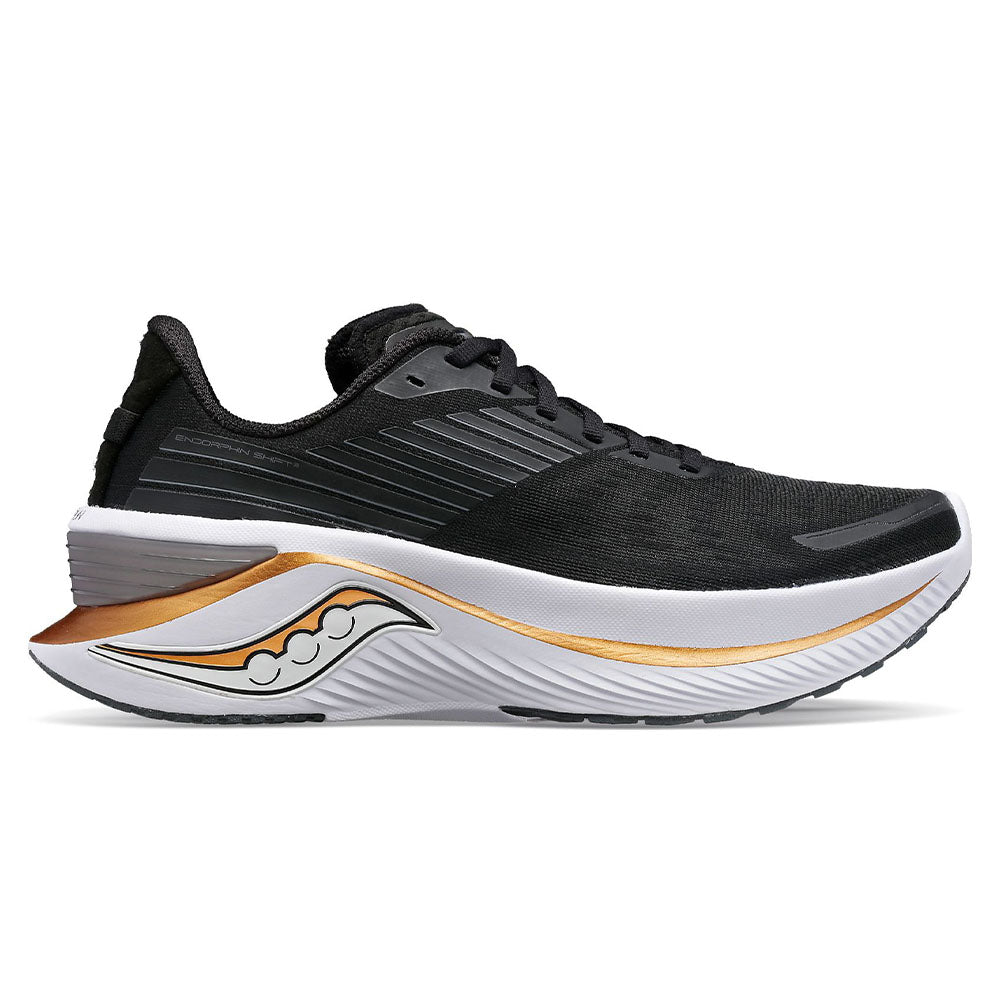Men's Saucony Endorphin Shift 3, Black/Goldstrck, 10.5 D Medium