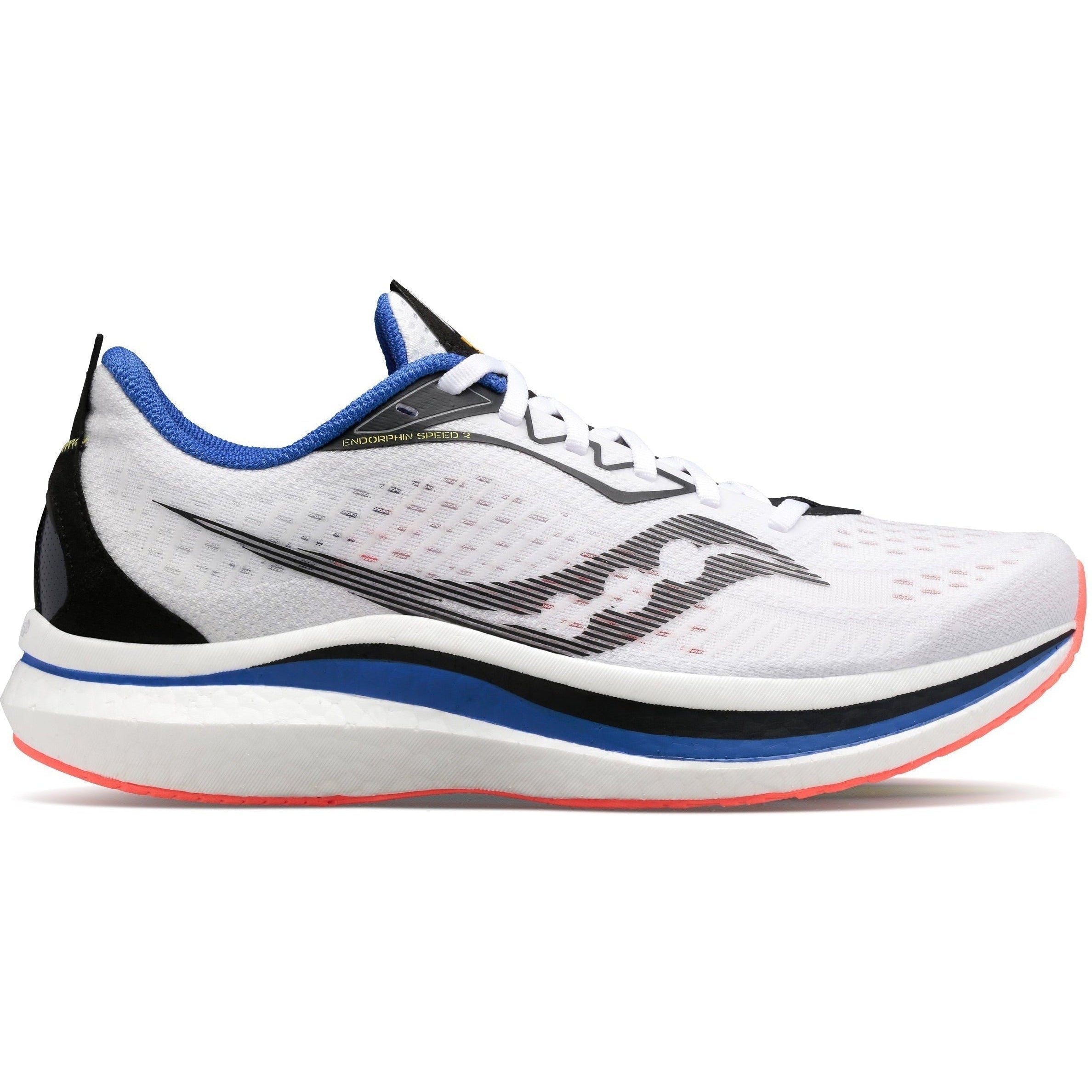 Men's Saucony Endorphin Speed 2, White/Black/Vizi, 9 D Medium