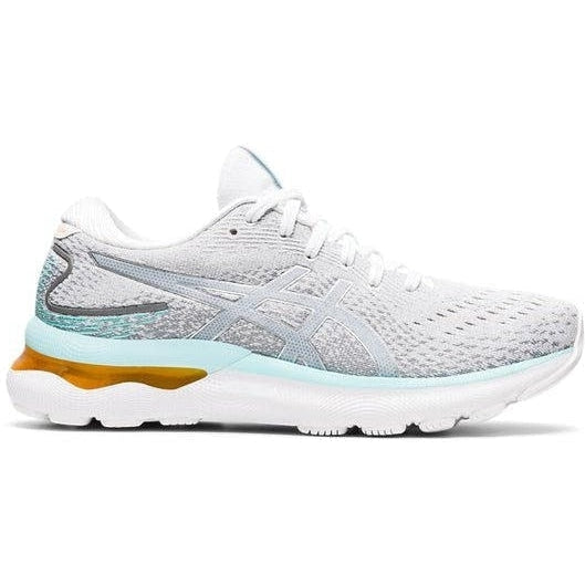 Women's Asics Gel-Nimbus 24, White/Pure Silver, 10 B Medium