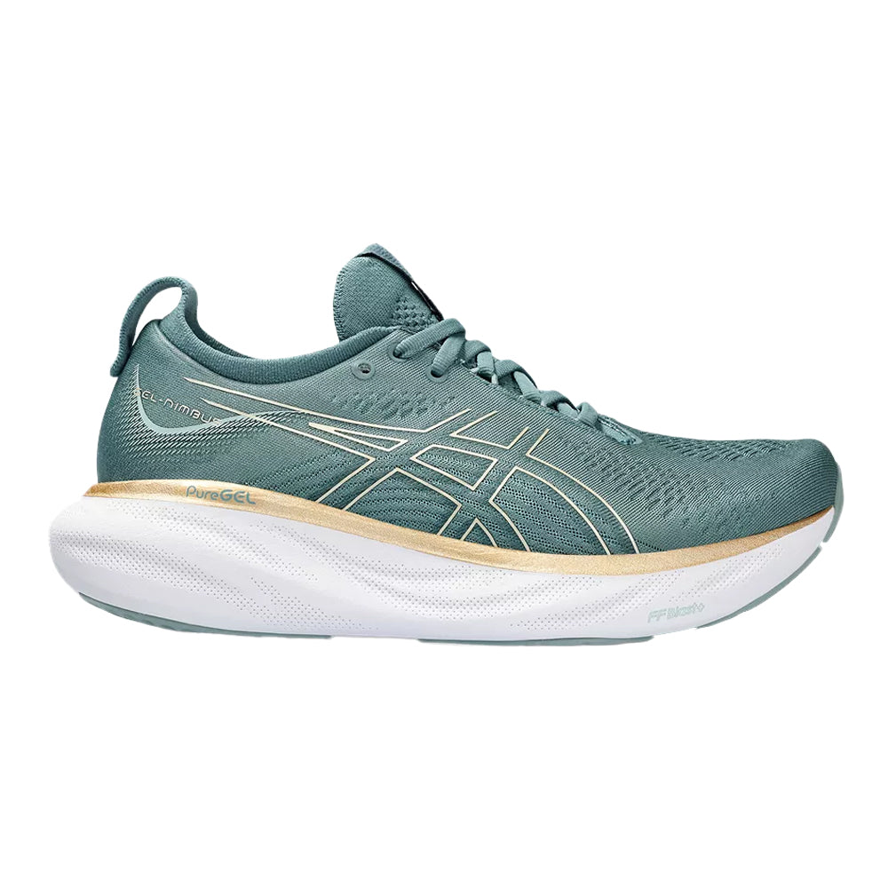 Women's Asics Gel-Nimbus 25, Foggy Teal/Champagne, 8 B Medium