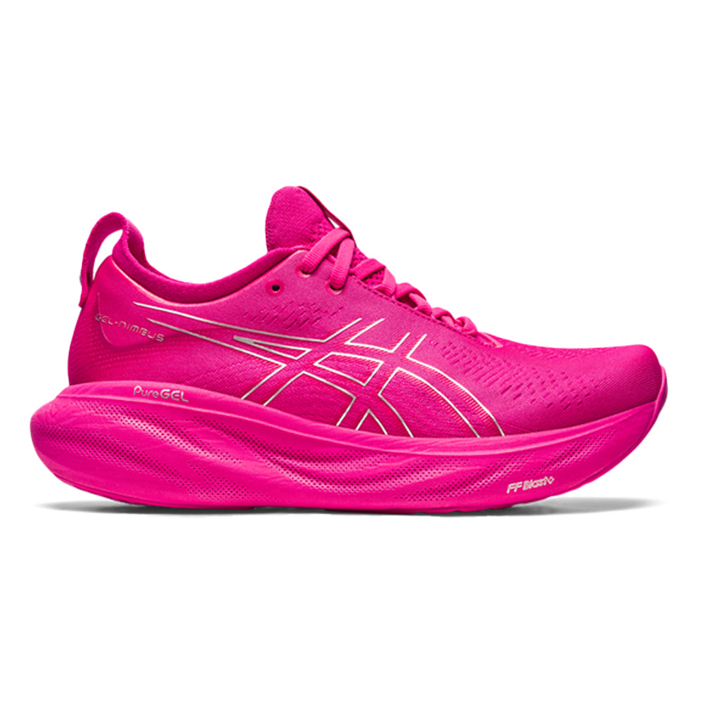 Women's Asics Gel-Nimbus 25, PINK RAVE/PURE SILVER, 7 B Medium