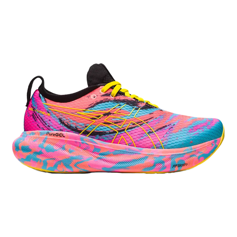 Women's Asics Gel-Nimbus 25, Aquarium/Vibrant Yellow, 7.5 B Medium