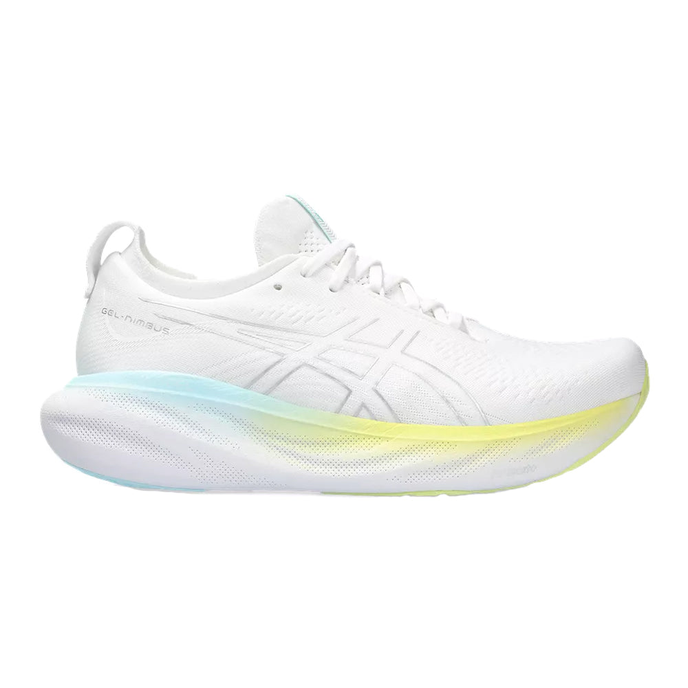 Women's Asics Gel-Nimbus 25, White/Pure Silver, 7.5 B Medium
