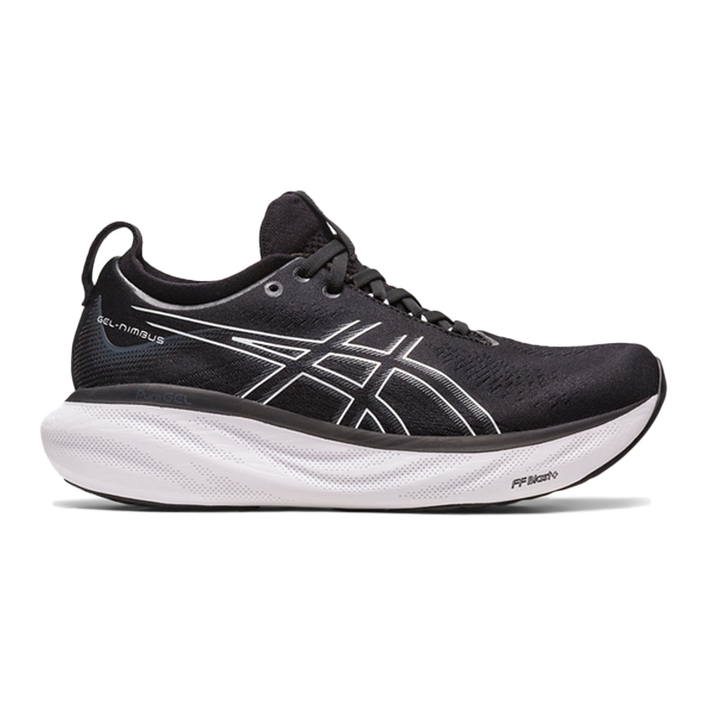 Women's Asics Gel-Nimbus 25, Black/Pure Silver, 6 B Medium