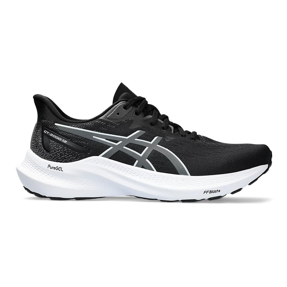 Women's Asics GT-2000 12, Black/Carrier Grey, 7.5 B Medium