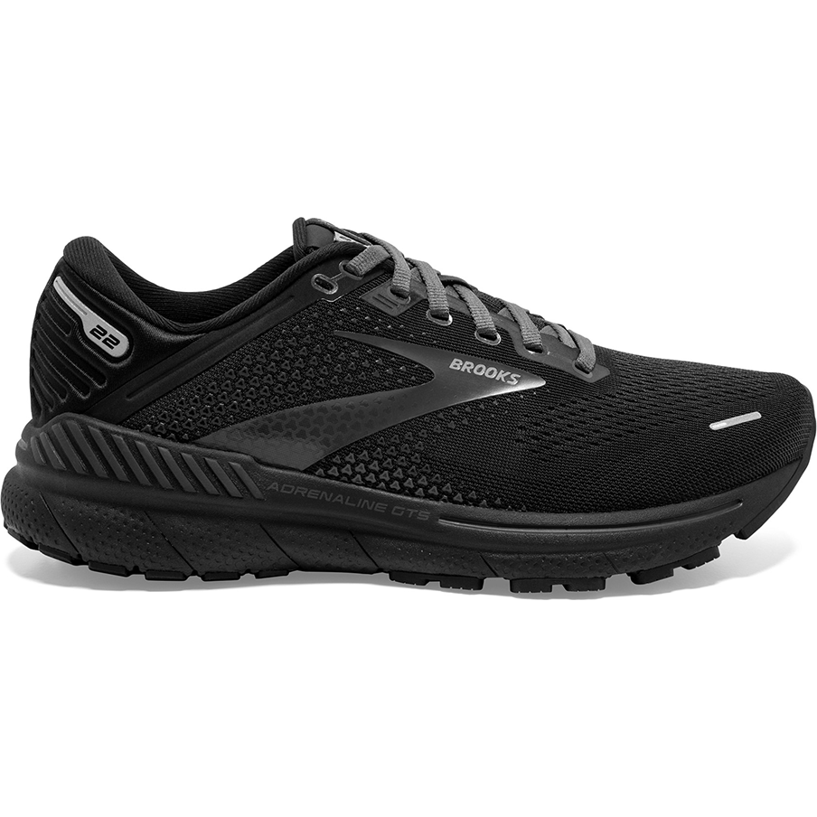 Women's Brooks Adrenaline GTS 22, Black/Black/Ebony, 9.5 D Wide